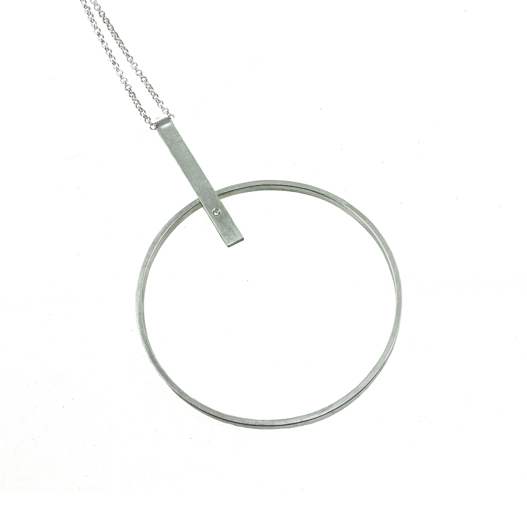 silver hoop necklace with a diamond by eko jewelry design, Faith