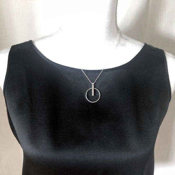 Silver hoop necklace with a diamond by eko jewelry design, Prudie on mode