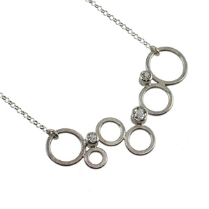 Silver multiple circle necklace with gemstones by eko jewelry design, Electra