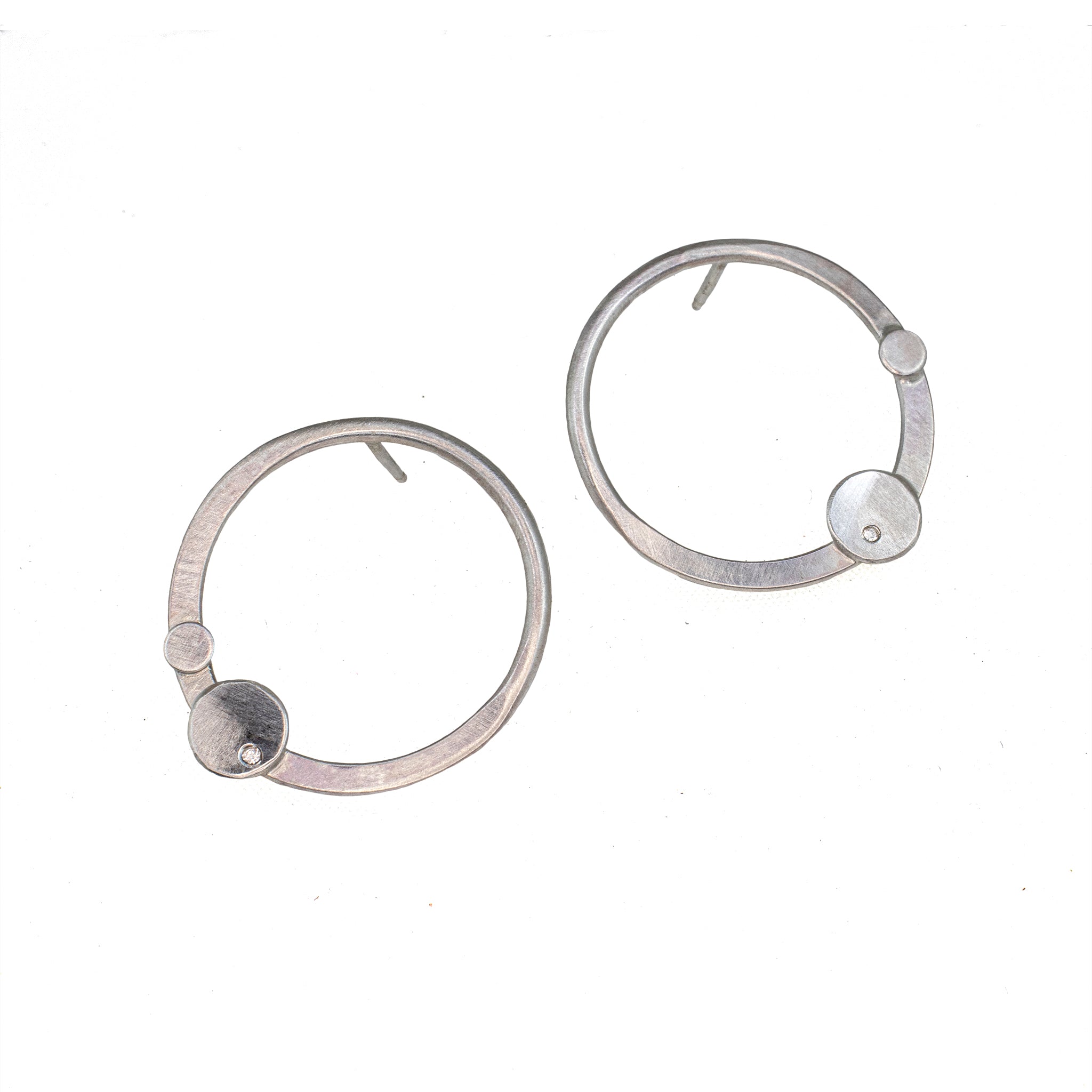 silver hoop post earrings with diamonds by eko jewelry design, Leda