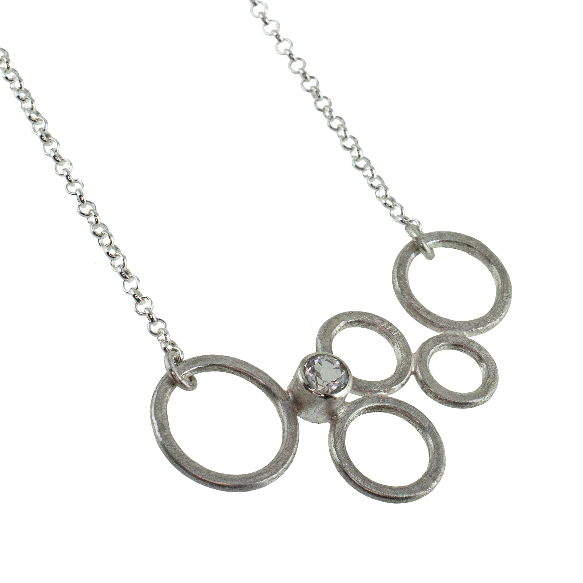 sterling silver multi circle necklace with gemstone by eko jewelry design, Rhetta